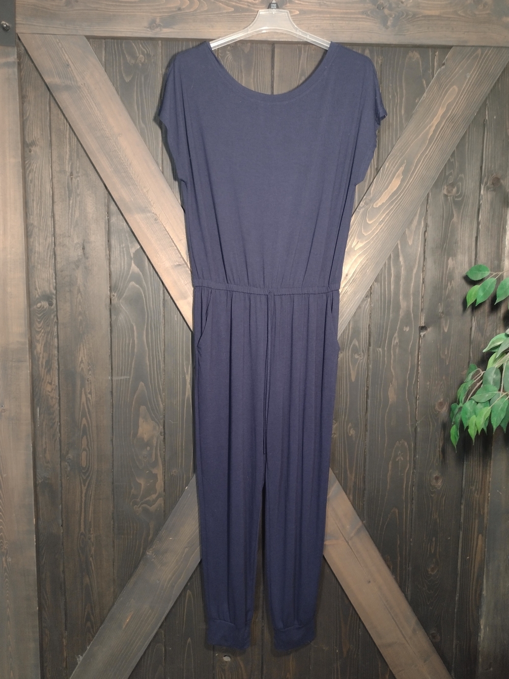 Pretty Garden Navy Women's Jumpsuit - Classic Relaxed Fit Size Extra Large